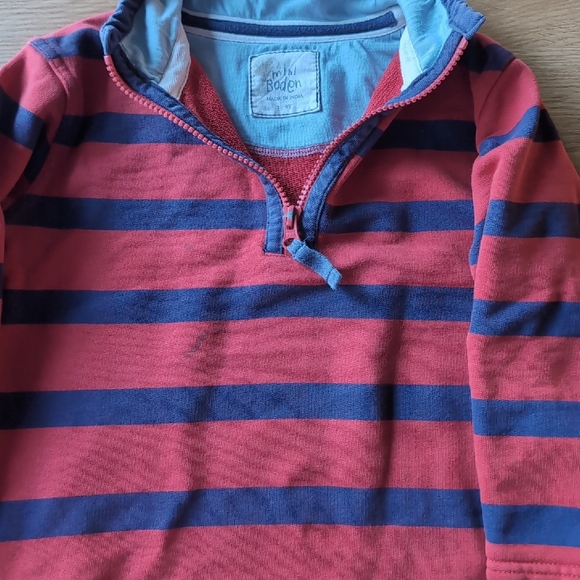 Mini Boden - Half zip Striped Kids Pullover - Red and Blue - 3-4Y - Picture 3 of 8